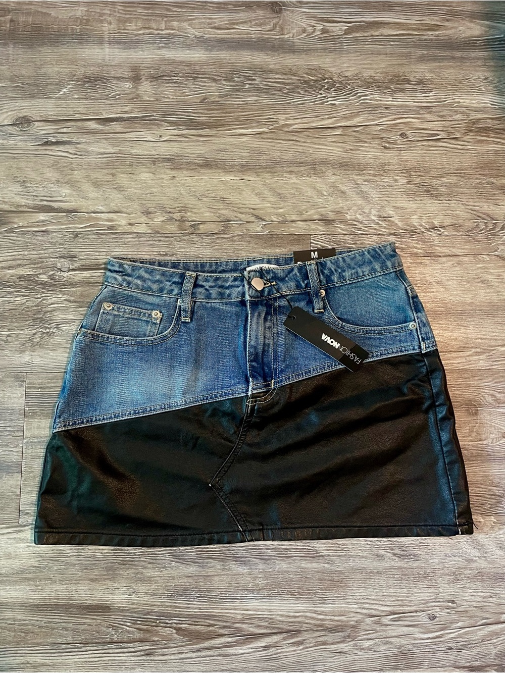 New Fashion Nova : Mixed Emotions Contrast Denim Mini Skirt!!